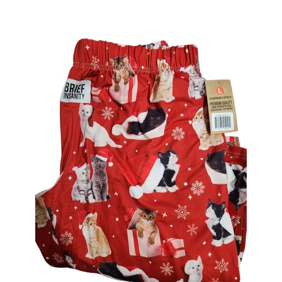 Brief Insanity	Size	L Feline Festive Cat Kitten Christmas Lounge Pants Unisex - Picture 2 of 6